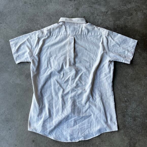 VINTAGE BLAIR WHITE BUTTON DOWN SHIRT PIN STRIPED FITS MENS LARGE 90S - Picture 3 of 6